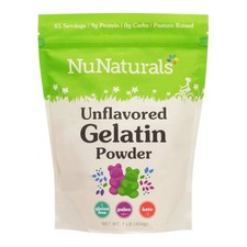 NuNaturals Unflavored Beef Gelatin Powder, Grass Fed, 16 Ounce (Pack of 1) picture