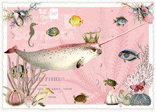 Postcard Glitter Tausendschoen Narwhal Fish Sea picture