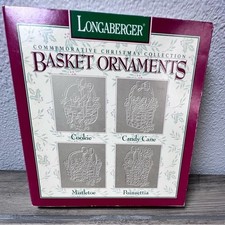 Longaberger Vintage 1995 Pewter Christmas ornaments set of 4 in original box picture