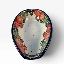 Polish Pottery Floral Spoon Rest Hand Made Ceramica Artystyczna Boleslawiec picture