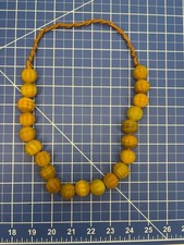 Antique Yellow Melon Glass African Trade Beads Large Amber Venetian Strand picture