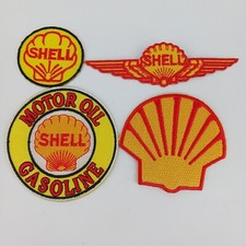 Lot of 4 Shell Motor Oil Gasoline Retro Iron On Patches picture