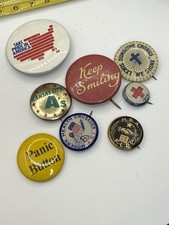 Vintage / Antique Lot Of 8 Button Pins picture