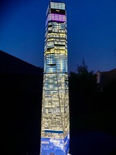 WORLD TRADE CENTER  TOWERS MODEL 9/11 lighted lamp translight print NEW picture