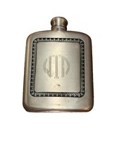 Vintage Royal Selangor Pewter Hip Flask WTA Monogram Engraved Barware picture