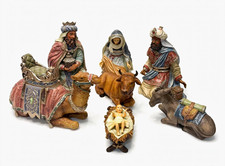 7pc Nativity Set Elegant Resin Kneeling Wise Men Mary Baby Jesus Animals picture