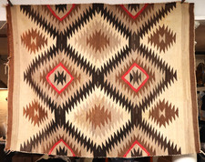 Antique LARGE Navajo Crystal EYE DAZZLER Native American Rug 59x45 Blanket VTG picture