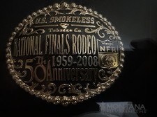 NFR 50th Anniversary Belt Buckle Shadow Box 7 1/2” X 7 1/2” USSTB Copenhagen picture