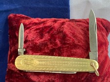 Vtg 10K Yellow Gold Schrade Cutlery Folding Pocket Knife 19.06g 2 Blade picture