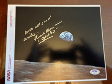 Frank Borman Signed Apollo 8 Earthrise NASA Red Number Photo 8x10 PSA/DNA COA picture