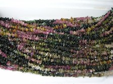 India 100% Natural Multiple Color Watermelon Tourmaline  Chip Bead  Strand 35