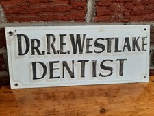 Vintage Mid-century Steel Dentist Sign 