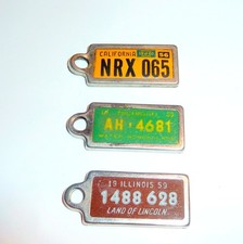 Vintage DAV Mini License Plate Key Tags Lot 1959 Michigan Illinois California picture