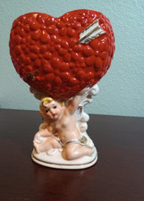 ADORABLE RARE Relpro #A-1842 Vintage Cherub Heart Valentine’s Day Planter/Vase picture