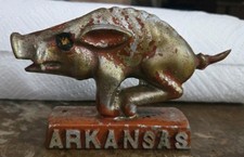 Rare Vintage antique brass Arkansas Razorbacks hog EXACTLY AS SHOWN  picture