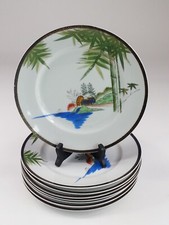 8 Vintage Hayasi Fine China Kutani Dinner Plates Asian Scene picture