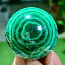 90G Rare Natural Malachite quartz hand Carved ballCrystal Healing picture
