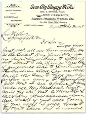 1898 Gem City Buggy Works billhead with handwritten letter picture