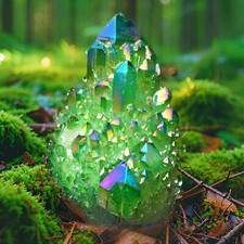 90G+ Rare Green Angel Aura Quartz Crystal Healing Cluster Titanium Geode Chunk picture