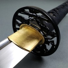 Musashi Silver Shirakawa Series Bamboo 1060 Hand Forged Samurai Katana Sword picture