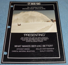 Vintage Ber-Vac Tractor Mounted Snowblowers Farm Equipment Brochure Model Specs picture