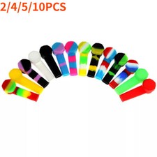 New Lot Of 2/4/5/10 Mixed Color Silicone Pipe With Cap & Stainless Steel Bowl picture