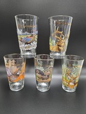 Lot of 5 VTG Libbey Budweiser Wildlife Highball Glass Gold Rim Pheasant Buck picture
