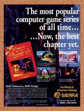 1992 King's Quest VI Heir Today Gone Tomorrow PC Original Ad / Promo v2 picture