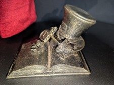 Alice in Wonderland Mad Hatter Top Hat Statue Book Pocket Watch Playing Card picture