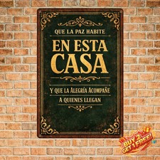 Que Dios Bendiga Este Hogar Spanish Vintage Metal Tin Sign 8x12 picture