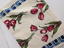 Vtg 40s 50s Hand Blocked Linen Fabric 16½