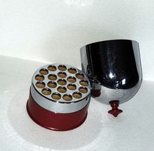 MidCentury Chrome Dome Cigarette Holder , red base,holds 20 cigarettes, VG cond. picture