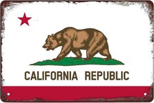 Funny California State Flag outdoor Tin Metal Signs Home Décor 8x12 picture