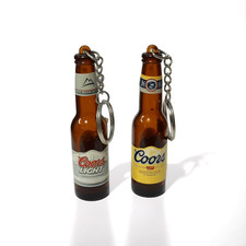 2PCS VINTAGE COORS ORIGINAL BANQUET BEER BOTTLE SHAPED BOTTLE OPENER KEY CHAIN picture