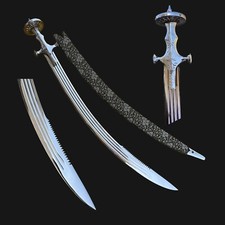Battle-Ready Punjabi Tegha Sword with Nickel and Chrome Plating , . picture