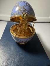Faberge vintage KB Limoges Peint Main Petite “Swan” Egg Hand Painted w/ Box picture