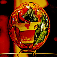 Orthodox Holy Trinity Icon Hand Painted on REAL OSTRICH EGG 6