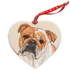 Bulldog Porcelain Pet Gift Heart Ornament Double-sided picture
