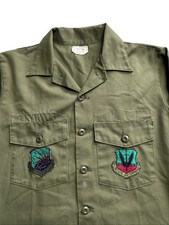 1980s Military Shirt OG 507 Green Utility USAF 80s Xl Tactical Air Command picture