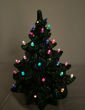 VTG Atlantic Mold Ceramic 13 inch Christmas Tree Two Piece w/Base and Light picture