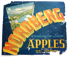 Original rare NORDBERG apple crate label Earl Nordberg Selah WA soaker Yakima picture
