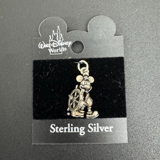 Vintage .925 Steamboat Willie Mickey Charm Disney World Sterling Silver New 90s picture