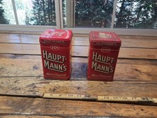 Pair Of Vintage Haupt - Mann's 2/25 Cent Cigar Mild & Fragrant Red Tin M90 picture
