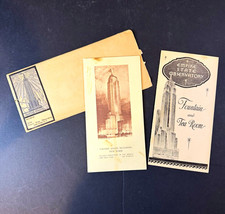 Vtg 1930’s-1943 Empire State Building Fountain & Tea Room Menus w/ Envelope, NY picture