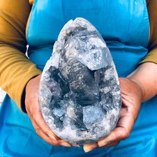 4.57LB Natural Blue Celestite Geode Crystal Cluster Specime Healing picture