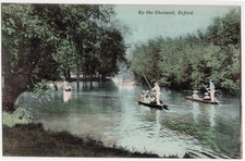 Antique Up The Cherwell Oxford England River Boating Postcard Oxford Series picture
