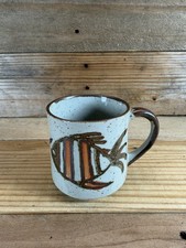 Vintage VTG  1970s Takahashi Speckled Stoneware Fish Coffee Mug Cup MCM picture