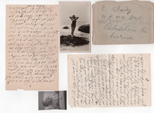 Antique Jewish Judaica Letter with envelope and Photos Rare 1940s picture
