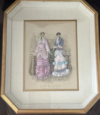 Revue La Mode Embellished Fabric Print 3d French Shadow Box by Chifferne Vtg picture