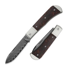 Kizer Trestle D Folding Pocket Knife Damascus Blade Aluminum &Leopardwood Handle picture